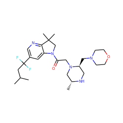 CC(C)CC(F)(F)c1cnc2c(c1)N(C(=O)CN1C[C@@H](C)NC[C@@H]1CN1CCOCC1)CC2(C)C ZINC000205465909