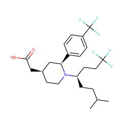 CC(C)CC[C@H](CCC(F)(F)F)N1CC[C@@H](CC(=O)O)C[C@H]1c1ccc(C(F)(F)F)cc1 ZINC000150131895