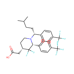 CC(C)CC[C@H](c1ccc(C(F)(F)F)cc1)N1CC[C@@H](CC(=O)O)C(F)(F)[C@H]1c1ccc(C(F)(F)F)cc1 ZINC000049757267