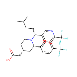 CC(C)CC[C@H](c1ccc(C(F)(F)F)nc1)N1CC[C@@H](CC(=O)O)C[C@H]1c1ccc(C(F)(F)F)cc1 ZINC000045358542