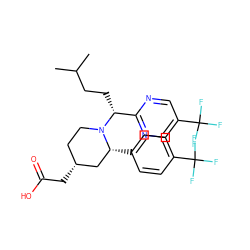 CC(C)CC[C@H](c1ncc(C(F)(F)F)cn1)N1CC[C@@H](CC(=O)O)C[C@H]1c1ccc(C(F)(F)F)cc1 ZINC000045367555