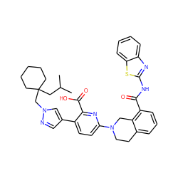 CC(C)CC1(Cn2cc(-c3ccc(N4CCc5cccc(C(=O)Nc6nc7ccccc7s6)c5C4)nc3C(=O)O)cn2)CCCCC1 ZINC000205403644