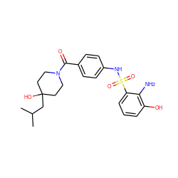 CC(C)CC1(O)CCN(C(=O)c2ccc(NS(=O)(=O)c3cccc(O)c3N)cc2)CC1 ZINC000220583051