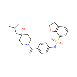 CC(C)CC1(O)CCN(C(=O)c2ccc(NS(=O)(=O)c3cccc4c3OCC4)cc2)CC1 ZINC000221284769