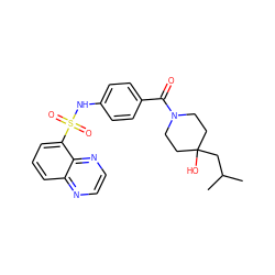 CC(C)CC1(O)CCN(C(=O)c2ccc(NS(=O)(=O)c3cccc4nccnc34)cc2)CC1 ZINC000220483101