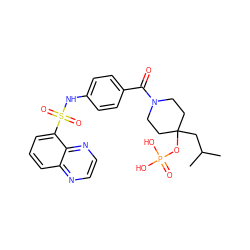 CC(C)CC1(OP(=O)(O)O)CCN(C(=O)c2ccc(NS(=O)(=O)c3cccc4nccnc34)cc2)CC1 ZINC000221295740