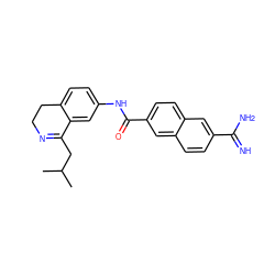 CC(C)CC1=NCCc2ccc(NC(=O)c3ccc4cc(C(=N)N)ccc4c3)cc21 ZINC000013532820