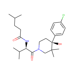 CC(C)CCC(=O)N[C@@H](C(=O)N1CC[C@](O)(c2ccc(Cl)cc2)C(C)(C)C1)C(C)C ZINC000096272214