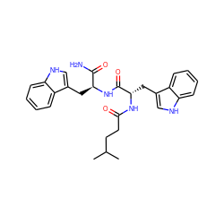 CC(C)CCC(=O)N[C@@H](Cc1c[nH]c2ccccc12)C(=O)N[C@@H](Cc1c[nH]c2ccccc12)C(N)=O ZINC000013755596