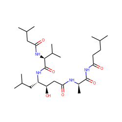 CC(C)CCC(=O)NC(=O)[C@@H](C)NC(=O)C[C@@H](O)[C@H](CC(C)C)NC(=O)[C@@H](NC(=O)CC(C)C)C(C)C ZINC000026659193