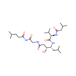 CC(C)CCC(=O)NC(=O)CNC(=O)C[C@@H](O)[C@@H](CC(C)C)NC(=O)[C@H](NC(=O)CC(C)C)C(C)C ZINC000026650266