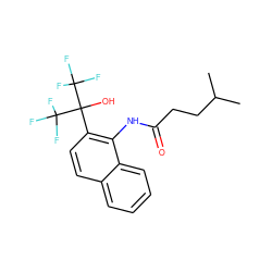 CC(C)CCC(=O)Nc1c(C(O)(C(F)(F)F)C(F)(F)F)ccc2ccccc12 ZINC000013489794