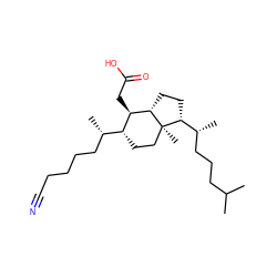 CC(C)CCC[C@@H](C)[C@H]1CC[C@H]2[C@H](CC(=O)O)[C@@H]([C@@H](C)CCCCC#N)CC[C@@]21C ZINC000013862221