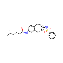 CC(C)CCCC(=O)Nc1ccc2c(c1)C[C@H]1CC[C@@H](C2)[C@H]1NS(=O)(=O)c1ccccc1 ZINC000028354226