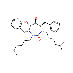 CC(C)CCCCN1C(=O)N(CCCCC(C)C)[C@H](Cc2ccccc2)[C@H](O)[C@@H](O)[C@H]1Cc1ccccc1 ZINC000014907441