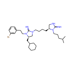 CC(C)CCCN1C(=N)NC[C@@H]1CCCCN1C[C@@H](CC2CCCCC2)N(CCc2cccc(Br)c2)C1=N ZINC000103251699