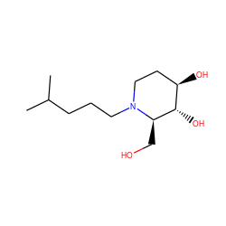 CC(C)CCCN1CC[C@@H](O)[C@H](O)[C@H]1CO ZINC000473180372