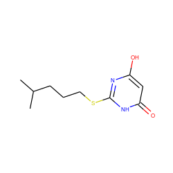 CC(C)CCCSc1nc(O)cc(=O)[nH]1 ZINC000653817118