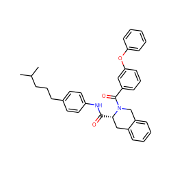 CC(C)CCCc1ccc(NC(=O)[C@H]2Cc3ccccc3CN2C(=O)c2cccc(Oc3ccccc3)c2)cc1 ZINC000028521610