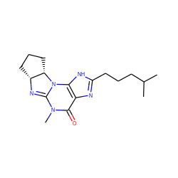 CC(C)CCCc1nc2c([nH]1)N1C(=N[C@@H]3CCC[C@@H]31)N(C)C2=O ZINC000028220750