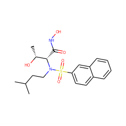 CC(C)CCN([C@@H](C(=O)NO)[C@@H](C)O)S(=O)(=O)c1ccc2ccccc2c1 ZINC000073196614