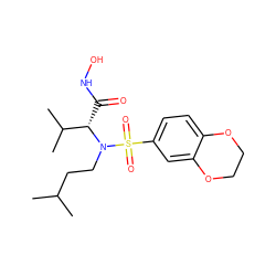 CC(C)CCN([C@@H](C(=O)NO)C(C)C)S(=O)(=O)c1ccc2c(c1)OCCO2 ZINC000073159215