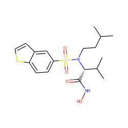 CC(C)CCN([C@@H](C(=O)NO)C(C)C)S(=O)(=O)c1ccc2sccc2c1 ZINC000073169696