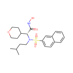 CC(C)CCN([C@@H](C(=O)NO)C1CCOCC1)S(=O)(=O)c1ccc2ccccc2c1 ZINC000073142186