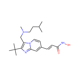 CC(C)CCN(C)Cc1c(C(C)(C)C)nc2cc(/C=C/C(=O)NO)ccn12 ZINC000144442374