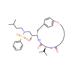 CC(C)CCN(C[C@@H](O)[C@@H]1Cc2ccc(cc2)OCCCCCC(=O)N[C@@H](C(C)C)C(=O)N1)S(=O)(=O)c1ccccc1 ZINC000029403252