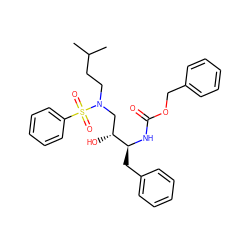 CC(C)CCN(C[C@@H](O)[C@H](Cc1ccccc1)NC(=O)OCc1ccccc1)S(=O)(=O)c1ccccc1 ZINC000013740377