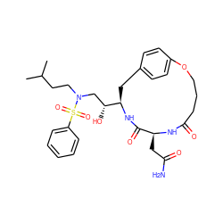 CC(C)CCN(C[C@@H](O)[C@H]1Cc2ccc(cc2)OCCCC(=O)N[C@@H](CC(N)=O)C(=O)N1)S(=O)(=O)c1ccccc1 ZINC000026571587