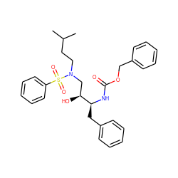 CC(C)CCN(C[C@H](O)[C@H](Cc1ccccc1)NC(=O)OCc1ccccc1)S(=O)(=O)c1ccccc1 ZINC000013740378