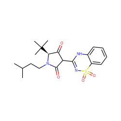 CC(C)CCN1C(=O)C(C2=NS(=O)(=O)c3ccccc3N2)C(=O)[C@@H]1C(C)(C)C ZINC000096314033