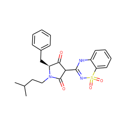 CC(C)CCN1C(=O)C(C2=NS(=O)(=O)c3ccccc3N2)C(=O)[C@@H]1Cc1ccccc1 ZINC000096314034