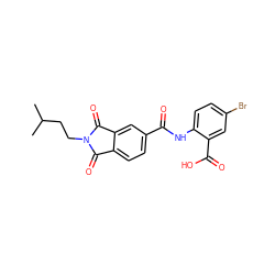 CC(C)CCN1C(=O)c2ccc(C(=O)Nc3ccc(Br)cc3C(=O)O)cc2C1=O ZINC000002304051