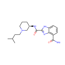 CC(C)CCN1CCC[C@@H](NC(=O)c2nc3c(C(N)=O)cccc3[nH]2)C1 ZINC001772655025