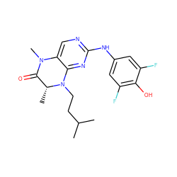 CC(C)CCN1c2nc(Nc3cc(F)c(O)c(F)c3)ncc2N(C)C(=O)[C@H]1C ZINC000033359423