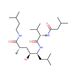 CC(C)CCNC(=O)[C@@H](C)C[C@H](O)[C@H](CC(C)C)NC(=O)[C@@H](NC(=O)CC(C)C)C(C)C ZINC000027212369