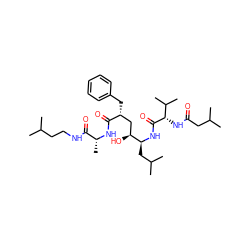 CC(C)CCNC(=O)[C@@H](C)NC(=O)[C@H](Cc1ccccc1)C[C@H](O)[C@H](CC(C)C)NC(=O)[C@@H](NC(=O)CC(C)C)C(C)C ZINC000027208334