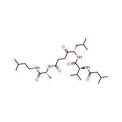 CC(C)CCNC(=O)[C@@H](C)NC(=O)CCC(=O)[C@H](CC(C)C)NC(=O)[C@@H](NC(=O)CC(C)C)C(C)C ZINC000027300497