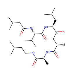 CC(C)CCNC(=O)[C@H](C)NC(=O)[C@@H](C)CC(=O)[C@H](CC(C)C)NC(=O)[C@@H](NC(=O)CC(C)C)C(C)C ZINC000027213872