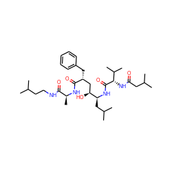 CC(C)CCNC(=O)[C@H](C)NC(=O)[C@H](Cc1ccccc1)C[C@H](O)[C@H](CC(C)C)NC(=O)[C@@H](NC(=O)CC(C)C)C(C)C ZINC000027208338