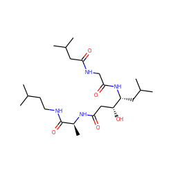 CC(C)CCNC(=O)[C@H](C)NC(=O)C[C@@H](O)[C@@H](CC(C)C)NC(=O)CNC(=O)CC(C)C ZINC000027996909