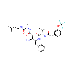 CC(C)CCNC(=O)[C@H](C)NC(=O)C[C@H](N)[C@H](Cc1ccccc1)NC(=O)[C@@H](NC(=O)Cc1cccc(OC(F)(F)F)c1)C(C)C ZINC000206030168