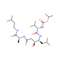 CC(C)CCNC(=O)[C@H](C)NC(=O)C[C@H](O)[C@H](CC(C)C)NC(=O)[C@@H](NC(=O)OC(C)C)C(C)C ZINC000027893414