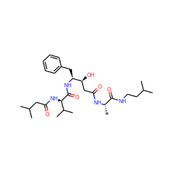 CC(C)CCNC(=O)[C@H](C)NC(=O)C[C@H](O)[C@H](Cc1ccccc1)NC(=O)[C@H](NC(=O)CC(C)C)C(C)C ZINC000036295217