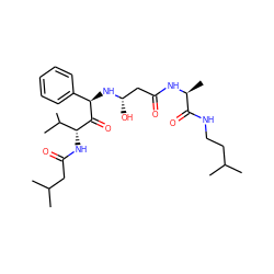 CC(C)CCNC(=O)[C@H](C)NC(=O)C[C@H](O)N[C@@H](C(=O)[C@H](NC(=O)CC(C)C)C(C)C)c1ccccc1 ZINC000026986019