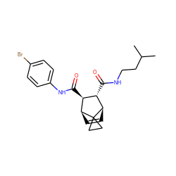 CC(C)CCNC(=O)[C@H]1[C@H](C(=O)Nc2ccc(Br)cc2)[C@@H]2C=C[C@H]1C21CC1 ZINC000168461731