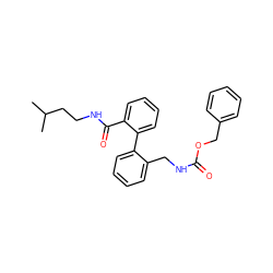 CC(C)CCNC(=O)c1ccccc1-c1ccccc1CNC(=O)OCc1ccccc1 ZINC000013493162